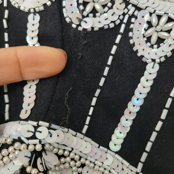 Vintage Modi Denim Jacket Size L Black Sequin Western Rodeo Taylor Swift Vibes - Picture 6 of 11